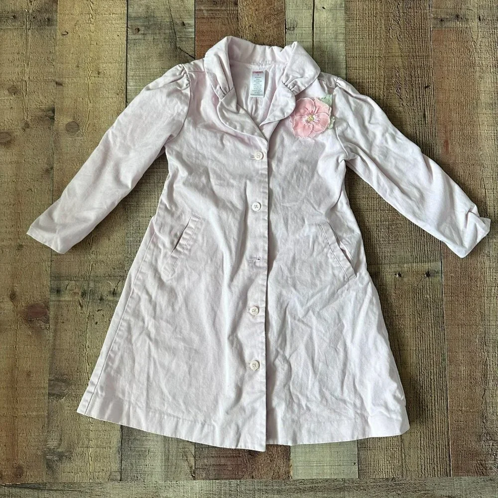 Gymboree pink button down long sleeve dress with flower big girl 6